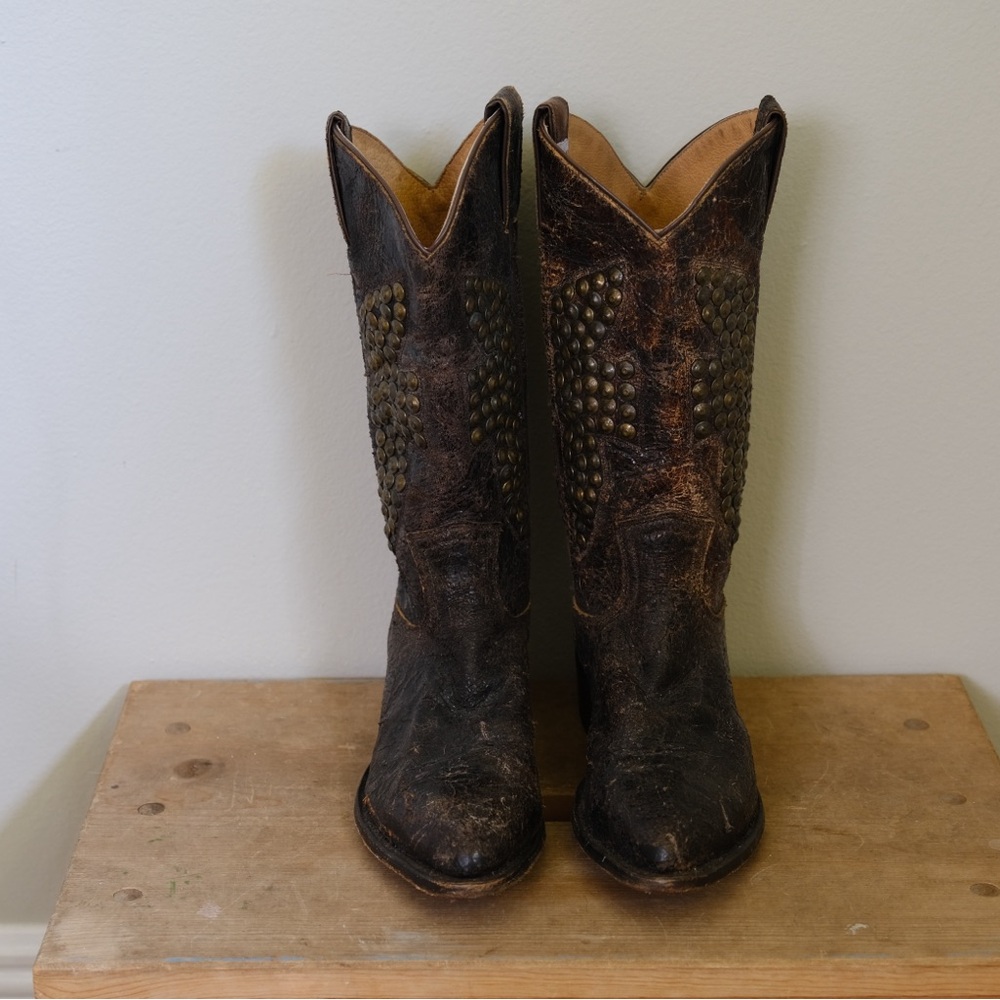 Studded Brown Frye Billy Women’s Cowboy Boots